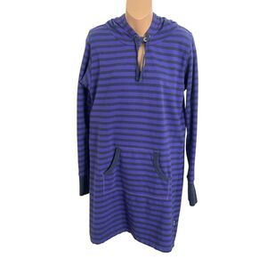 Patagonia Ahnya Purple Gray Striped Hoodie Dress Size Large
